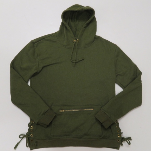Rich Boyz Hoodie Sz 16 Green Luxury Made USA Pullover Mens Small Cotton - Picture 1 of 4